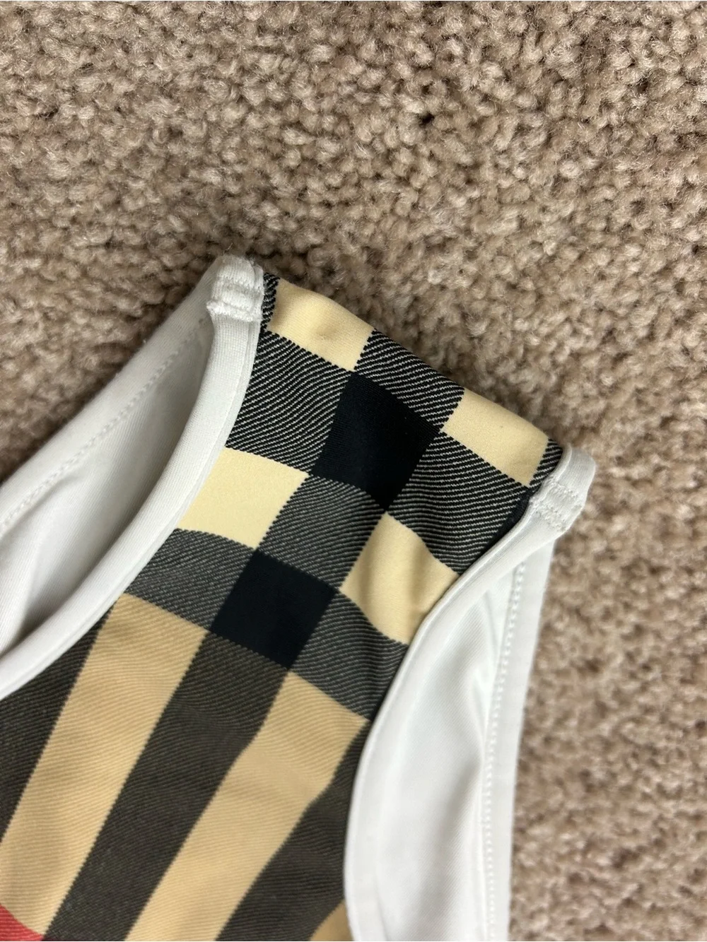 Burberry Beige Check Girls One-Piece Swimsuit Sz 8Y